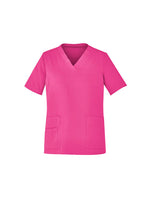 BIZ CARE Unisex Pink V-Neck Scrub Top CST250US