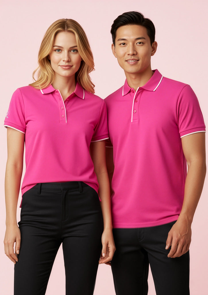 BIZ CARE Mens Pink Short Sleeve Polo CST313MS