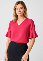 BIZ CORPORATES Womens Aria Fluted Sleeve Blouse RB966LS