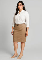 BIZ CORPORATES Womens Mid Waist Stretch Chino Skirt RGS264L