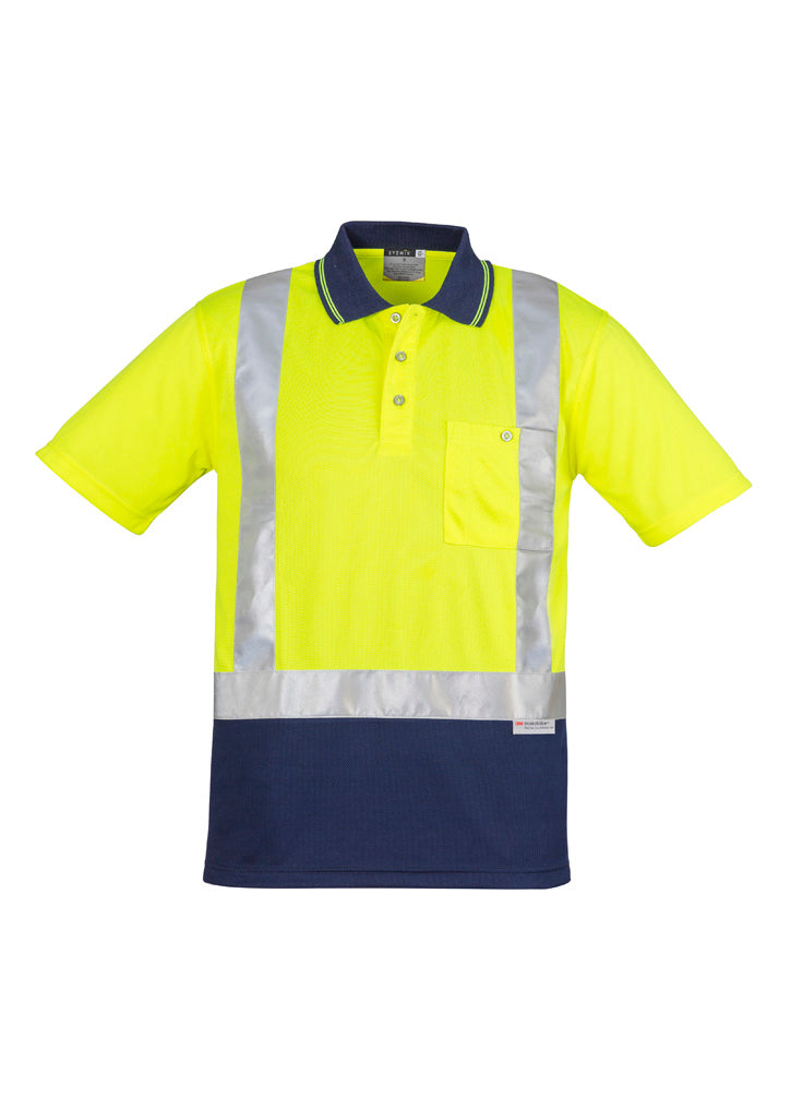 SYZMIK Mens Hi Vis Spliced Short Sleeve Polo - Shoulder Taped ZH233