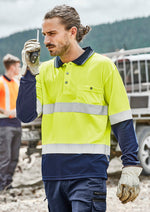 SYZMIK Mens Hi Vis Spliced Long Sleeve Polo - Hoop Taped ZH235