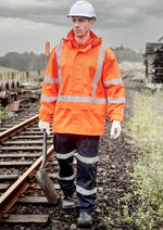 SYZMIK Mens Hi Vis X Back Ultralite Waterproof Jacket ZJ657-AU