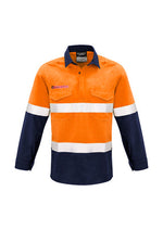 SYZMIK Mens FR Closed Front Hooped Taped Spliced Shirt ZW133