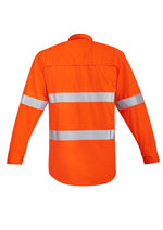 SYZMIK Mens Orange Flame Hi Vis Open Front Shirt - Hoop Taped ZW145