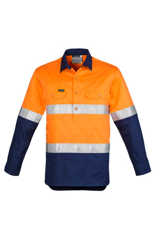 SYZMIK Mens Closed Front Long Sleeve Shirt - Hoop Taped ZW550