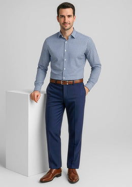 BIZ CORPORATES Mens Comfort Wool Stretch Flat Front Pant 74012