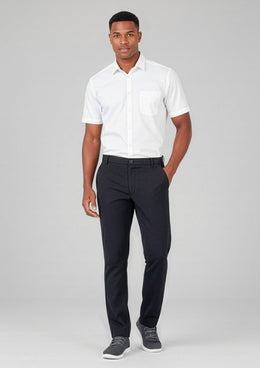 BIZ CARE Mens Comfort Waist Flat Front Pant CL958ML
