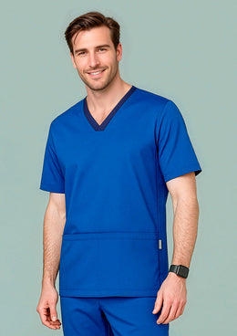 BIZ CARE Mens Riley Stretch Scrub Top CST043MS