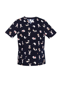 BIZ CARE Womens Printed Best Friends Scrub Top CST147LS