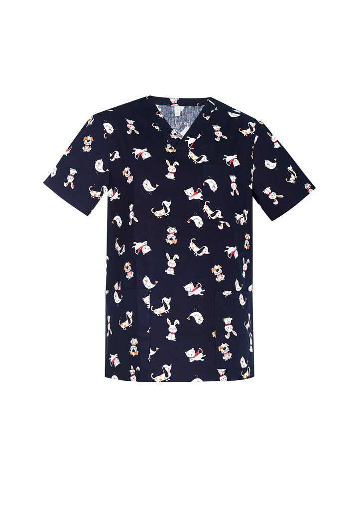 BIZ CARE Mens Printed Best Friends Scrub Top CST147MS