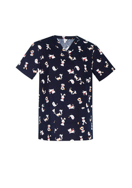 BIZ CARE Mens Printed Best Friends Scrub Top CST147MS