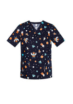 BIZ CARE Womens Printed Space Party Scrub Top CST148LS