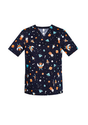 BIZ CARE Womens Printed Space Party Scrub Top CST148LS