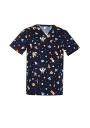 BIZ CARE Mens Printed Space Party Scrub Top CST148MS