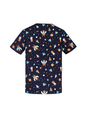 BIZ CARE Mens Printed Space Party Scrub Top CST148MS