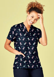 BIZ CARE Womens Easter V-Neck Short Sleeve Scrub Top CST152LS