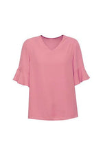 BIZ CORPORATES Womens Aria Fluted Sleeve Blouse RB966LS