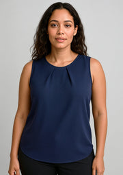 BIZ CORPORATES Womens Estelle Sleeveless Pleat Detail Blouse RB973LN