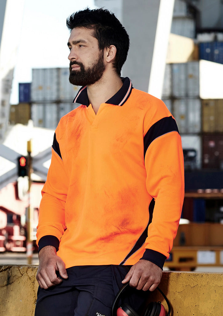 Mens Hi Vis Aztec Polo - Long Sleeve