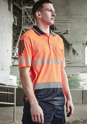 SYZMIK Mens Hi Vis Flux Segmented Tape Short Sleeve Polo ZH555