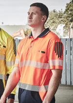 SYZMIK Mens Hi Vis Flux Segmented Tape Short Sleeve Polo ZH555