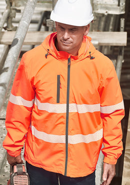 SYZMIK Unisex Super Light Segmented Tape Packable Rain Jacket ZJ560