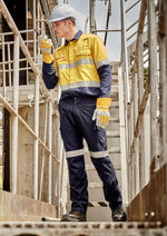 SYZMIK Mens Orange Flame Taped Cargo Pant (Regular) ZP521