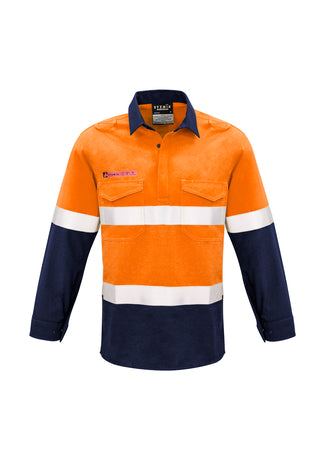 SYZMIK Mens FR Closed Front Hooped Taped Spliced Shirt ZW133