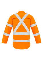 SYZMIK Mens Red Flame Hi Vis X Back Shirt ZW137