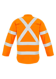 SYZMIK Mens Red Flame Hi Vis X Back Shirt ZW137