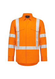 SYZMIK Mens Orange Flame Lightweight Ripstop X Back Taped Shirt ZW187