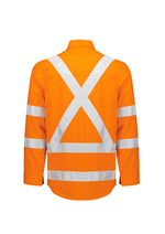 SYZMIK Mens Orange Flame Lightweight Ripstop X Back Taped Shirt ZW187