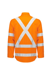 SYZMIK Mens Orange Flame Lightweight Ripstop X Back Taped Shirt ZW187