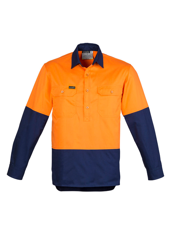 SYZMIK Mens Closed Front Long Sleeve Shirt ZW560