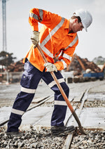 SYZMIK Mens Hi Vis X Back NSW Rail Taped Shirt ZW690
