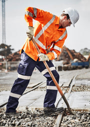 SYZMIK Mens Hi Vis X Back NSW Rail Taped Shirt ZW690