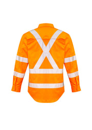 SYZMIK Mens Hi Vis X Back NSW Rail Taped Shirt ZW690